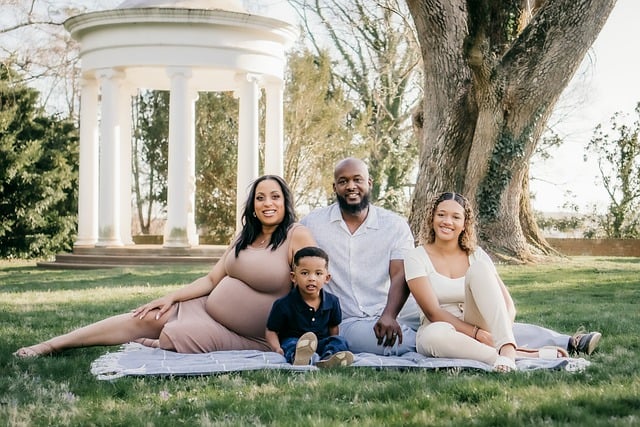 母亲节快乐, 产妇, 怀孕, 家庭, 快乐的, 人们, 肖像, 户外的