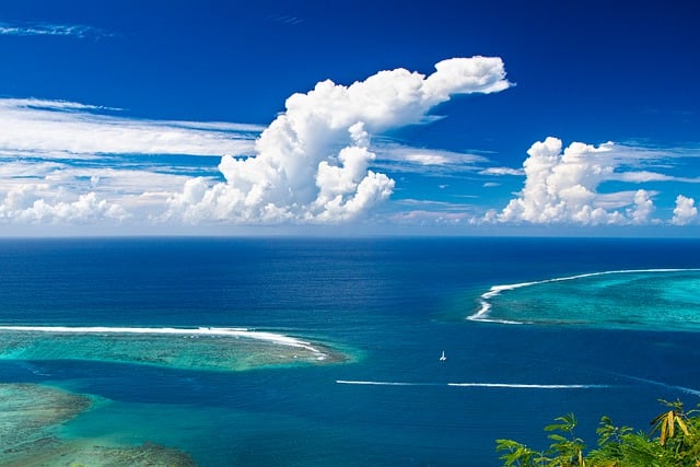 莫雷阿岛, 太平洋, 云, 海洋, 船, 蓝色的, 水, 海滩, 海滨, 自然