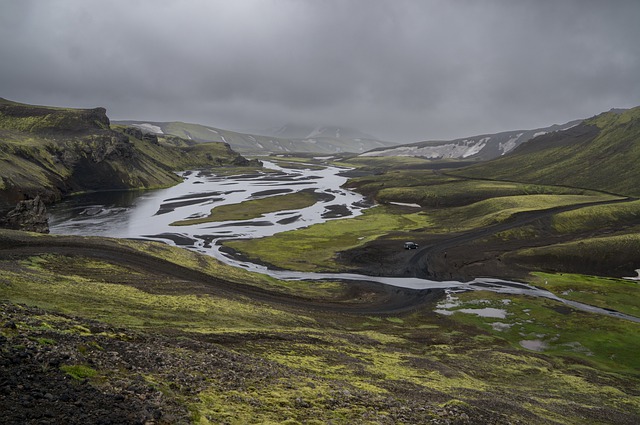 河, 追踪, 自然, 景观, 夏天, 冰岛