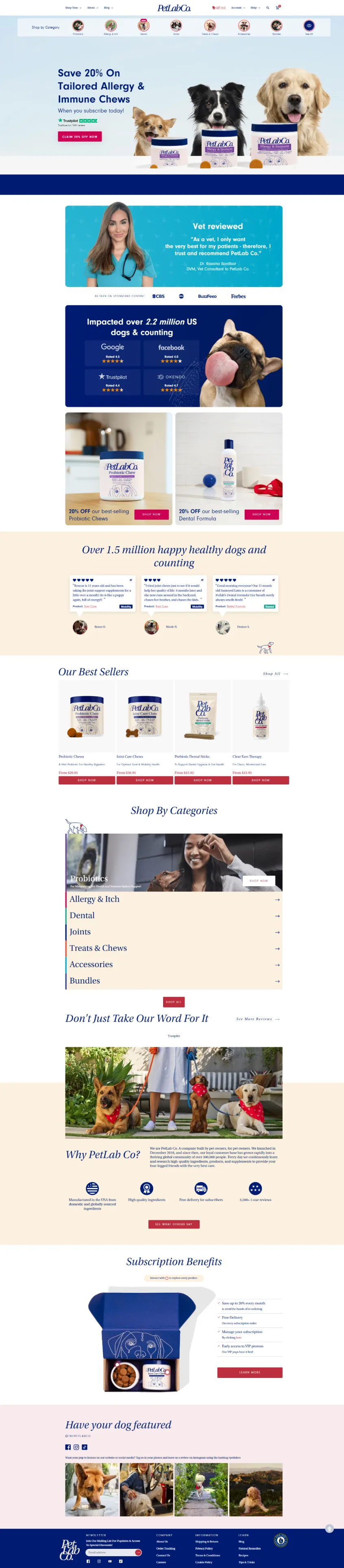 品牌官网截图完整版.png 以PetLab Co.为例,探究宠物DTC品牌如何通过品牌思维赢得同品类最佳?