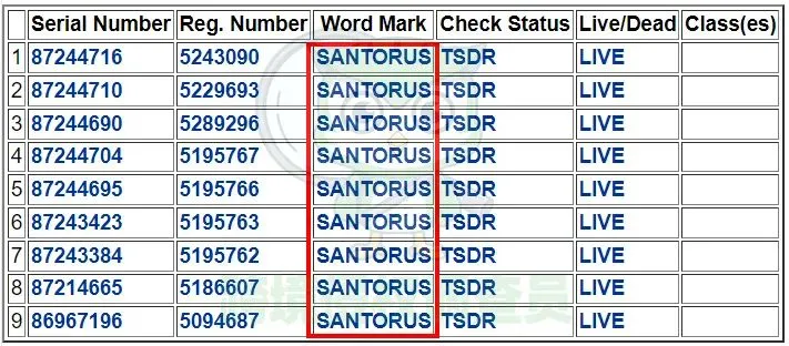 多个商标维权!Santoro桑托萝侵权发案,涉及类目众多!