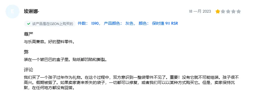 Ozon上65元的乐高保时捷卖到近300元 | 潜力爆品推荐