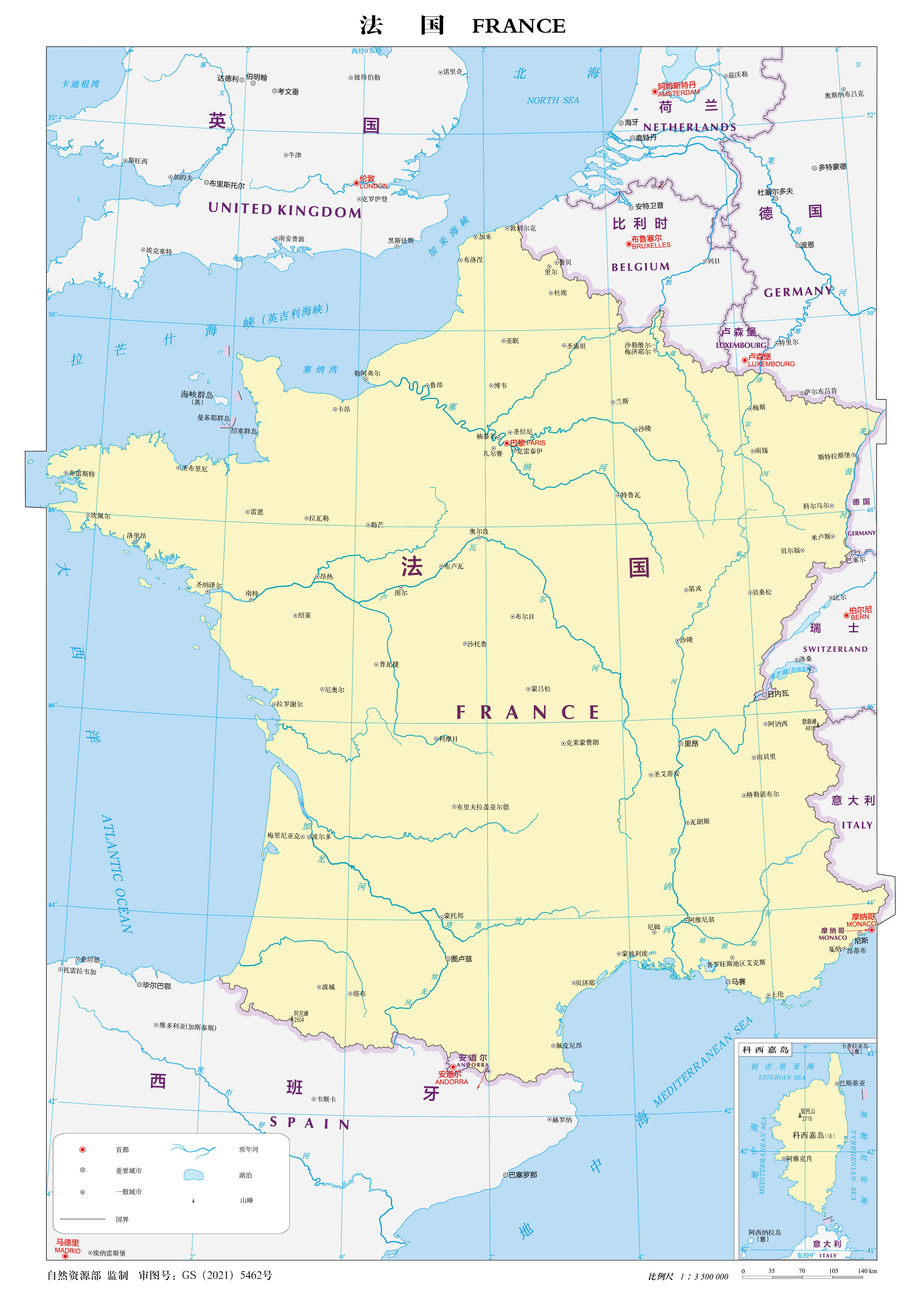 法国地图中文版高清可放大