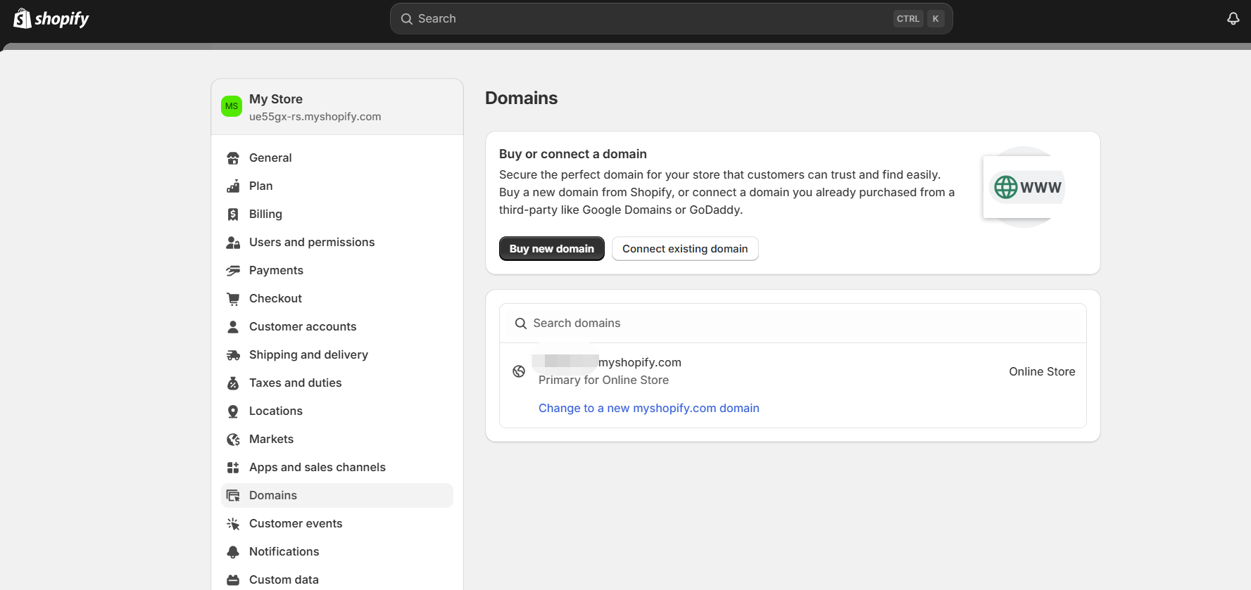 添加自定义域名到Shopify