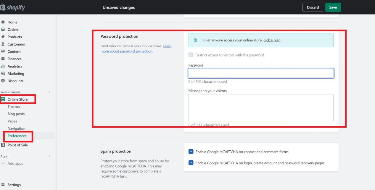 设置Password Protection(密码保护)