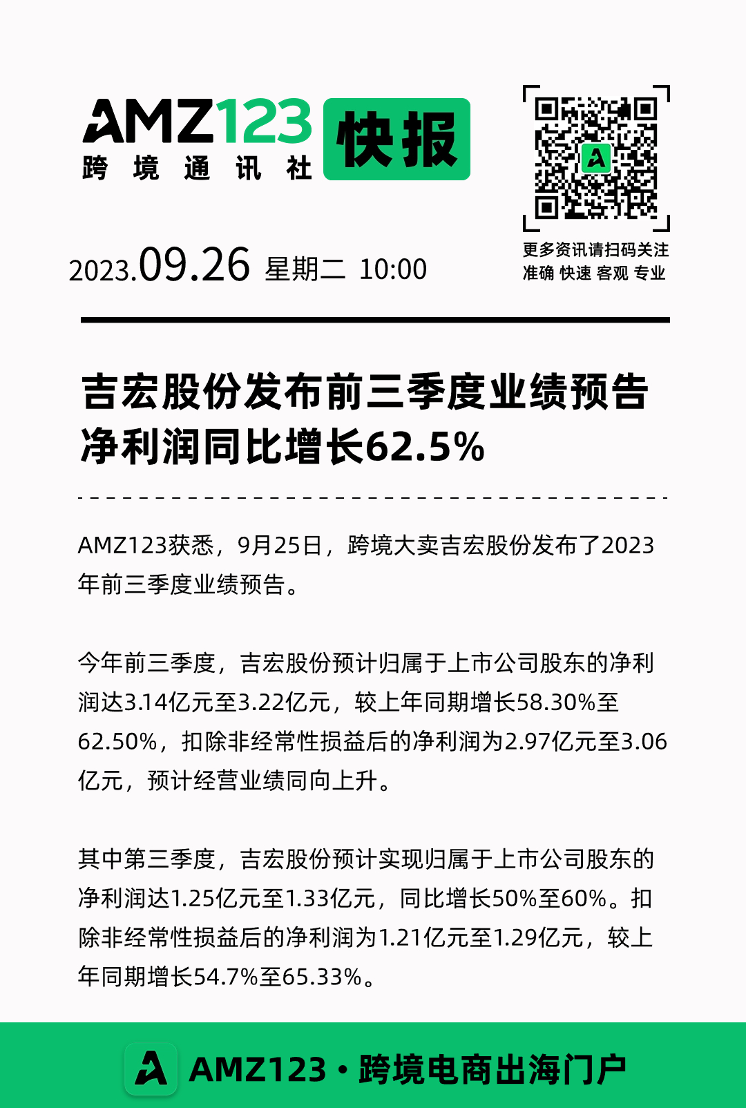 吉宏股份发布前三季度业绩预告，净利润同比增长62.5%！