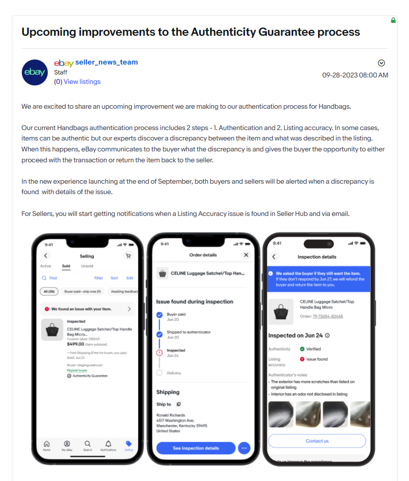 eBay美国站优化正品鉴定流程!从手袋类别开始!