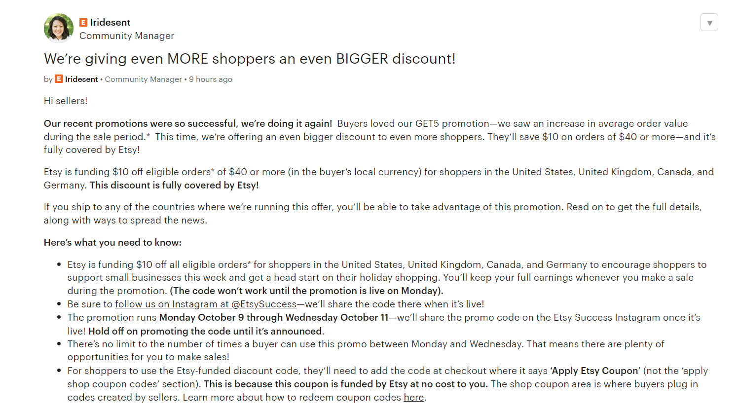 Etsy宣布举办闪购活动！对标亚马逊秋季大促！