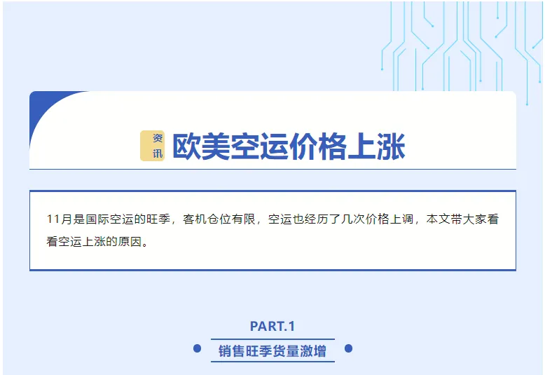 欧美空运价格上涨