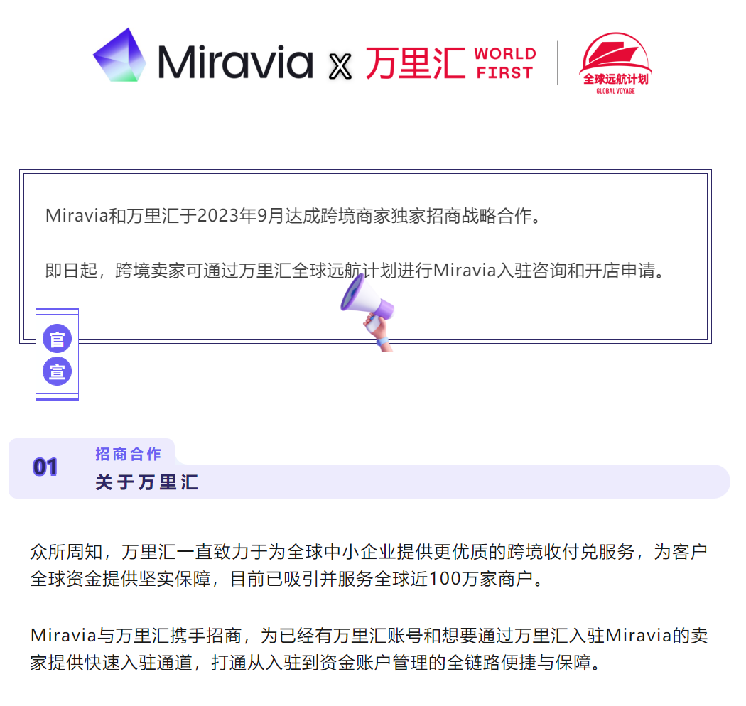 Miravia x 万里汇，达成跨境商家独家招商战略合作