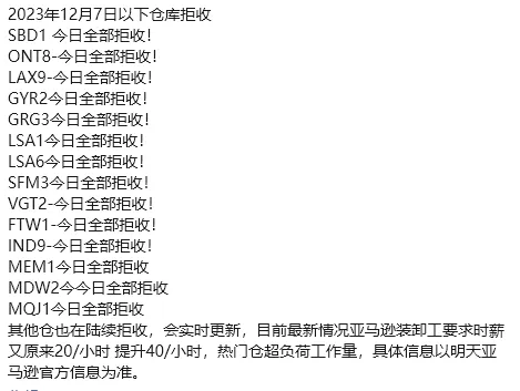 亚马逊仓库爆仓拒收、新增收费！引起卖家不满！