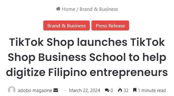 TikTok Shop成立商学院，助力菲律宾企业家实现数字化