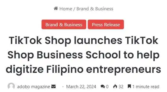 TikTok Shop成立商学院，助力菲律宾企业家实现数字化