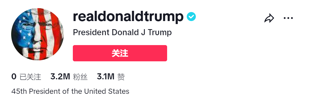 美国前总统特朗普正式入驻TikTok，首日粉丝数已远超拜登