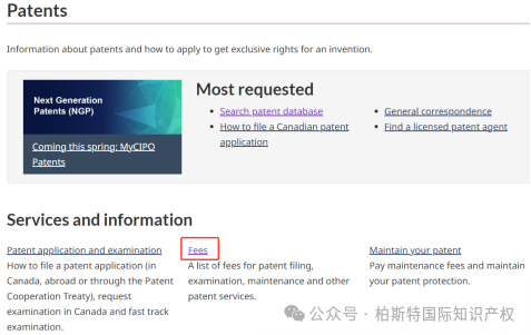 【海外专利年费查询】第五十五期：加拿大