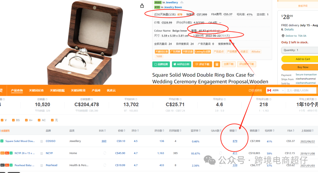 2024.06.22亚马逊选品推荐（仅供参考）：婚礼戒指盒