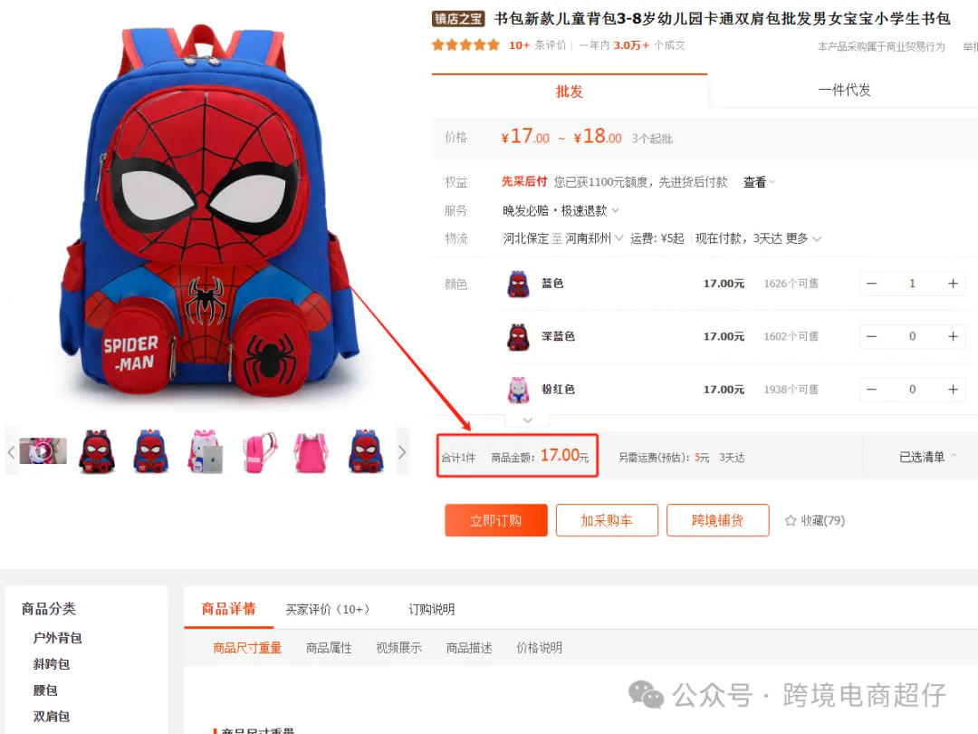 2024.08.21亚马逊选品推荐（仅供参考）：幼儿园卡通双肩包