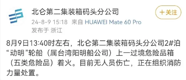 宁波港货轮上集装箱爆炸，最新报告