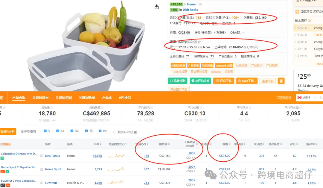 2024.09.19亚马逊选品推荐(仅供参考):折叠洗菜盆