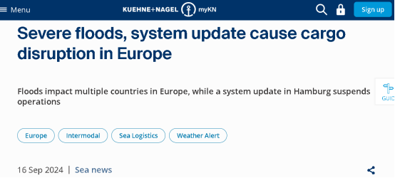中东欧爆发洪灾，卡航、铁路大面积延误，全球最大货代发出紧急通知！