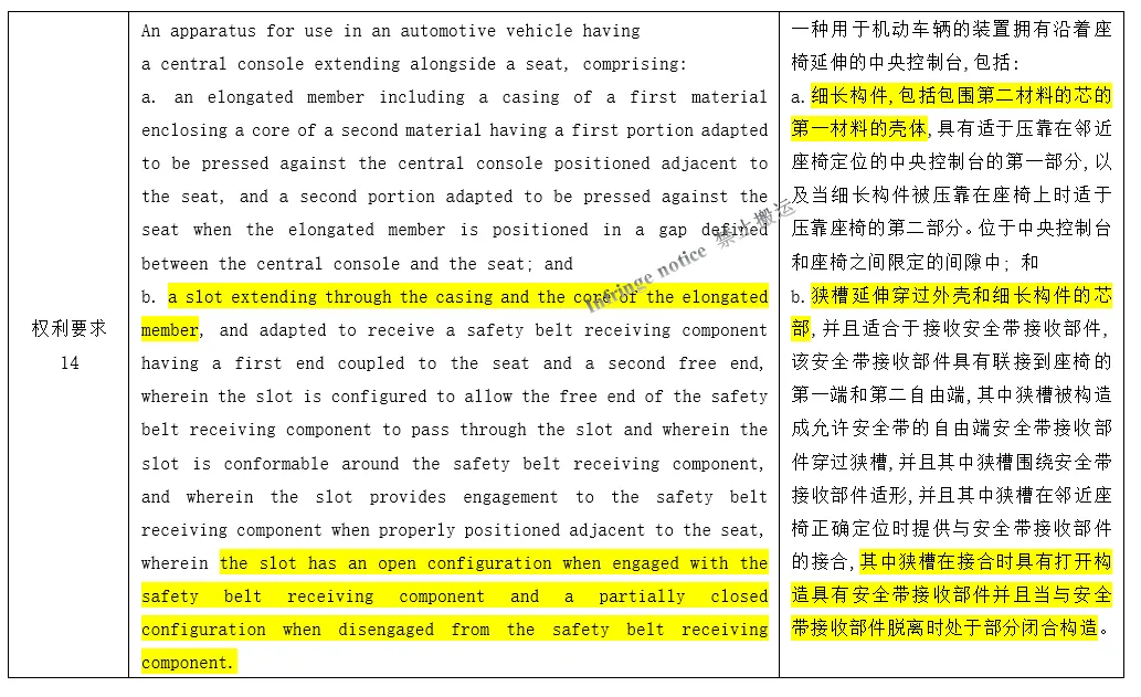 不是所有的汽车座椅缝隙垫都侵权，US8267291B2专利保护范围有限