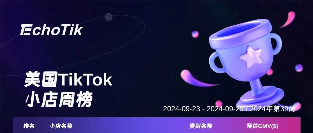 2024年TikTok Shop 最新5大热门周榜