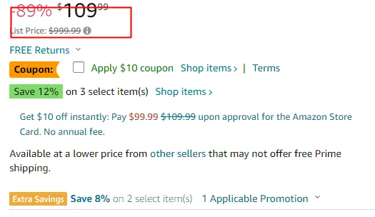 美国站某品牌链接清一色都是1299.99 或 999.99 的超高划线价!这些贼夸张的下划线价格究竟是怎么做出来的?
