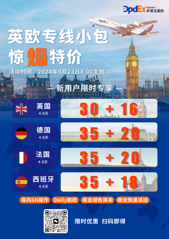 地板价！！！英欧空运小包专线，低至30元！速戳！