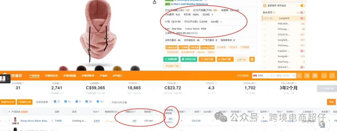 2024.10.22马逊选品推荐(仅供参考):运动防风帽