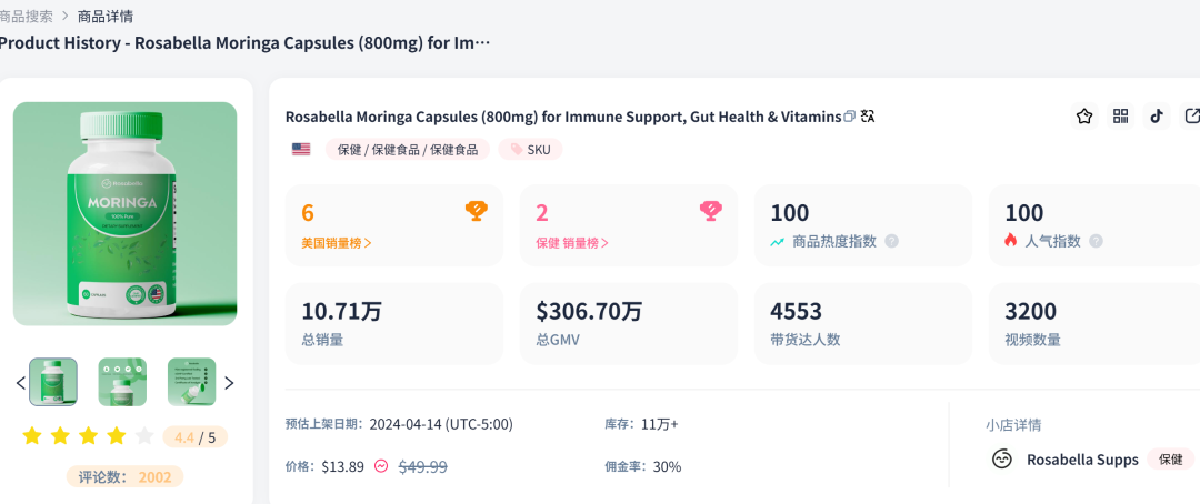 TikTok保健品市场强势吸金，小小胶囊一日狂销6627单！