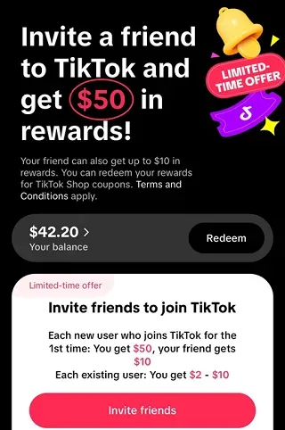 狂撒数百美金,TikTok发起用户拉新奖励活动!