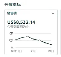 大家圣诞节这两天的销量怎样?我一个星期前还是每天一万美金销售额,今天只有一千五百美金了……