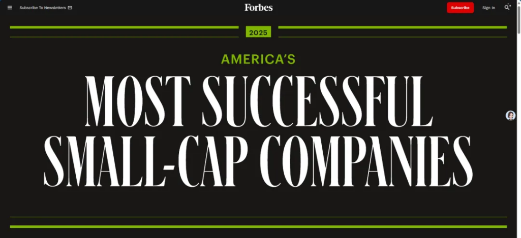 大健云仓荣登《福布斯》“全美最成功中小市值公司排行榜”榜首