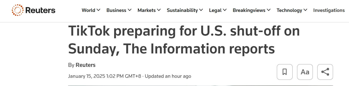 重磅!TikTok 计划本周日完全关停美国业务!