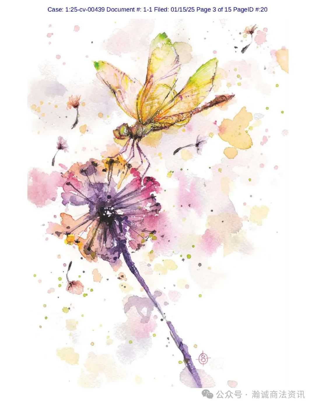 Keith律所再次代理艺术家SALLY WALSH再次发起版权案件，涉及7张水彩画