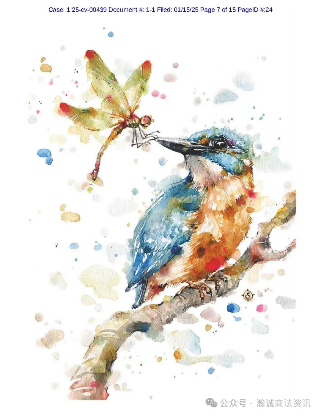 Keith律所再次代理艺术家SALLY WALSH再次发起版权案件，涉及7张水彩画