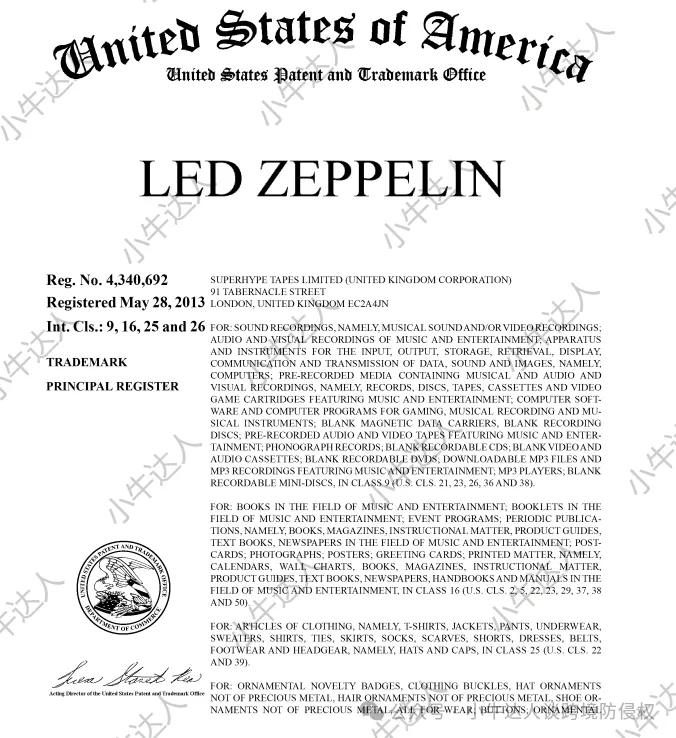 警惕!TRO案件避雷第61期:25-cv-00950LED ZEPPELIN等商标