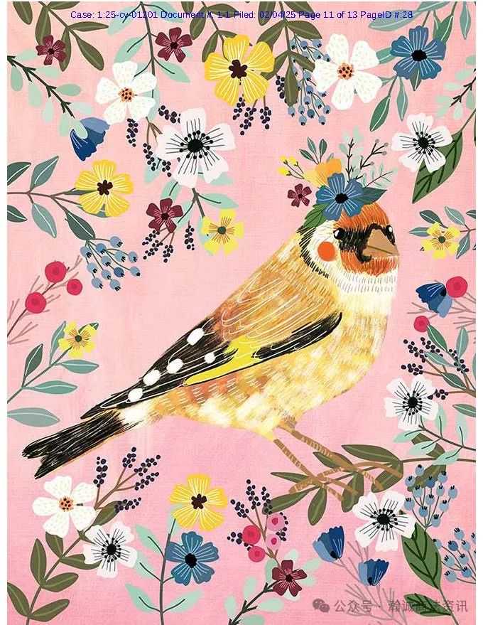 Keith律所代理西班牙艺术家Mia Charro再次发起版权案件（案号：25-cv-01201），涉及六张版权图