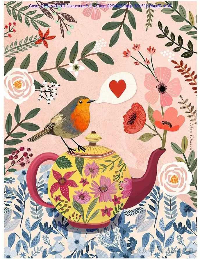 Keith律所代理西班牙艺术家Mia Charro再次发起版权案件（案号：25-cv-01201），涉及六张版权图