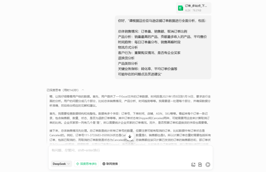 20分钟搞定亚马逊订单深度分析：Deepseek让数据说话