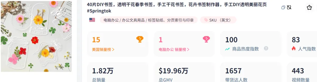刚上线就破万,TikTok干花书签终于火了