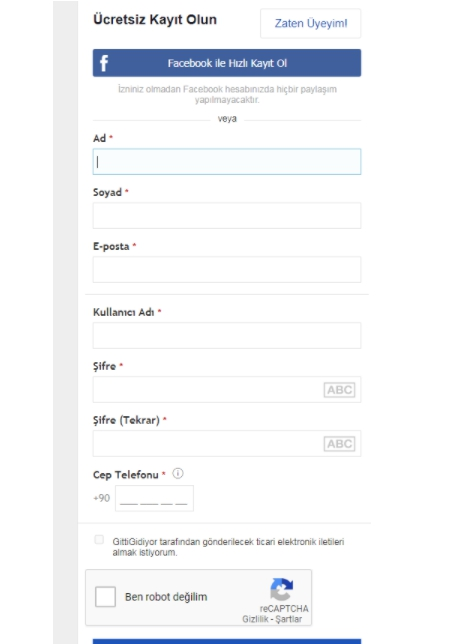 GittiGidiyor店铺注册-填写信息