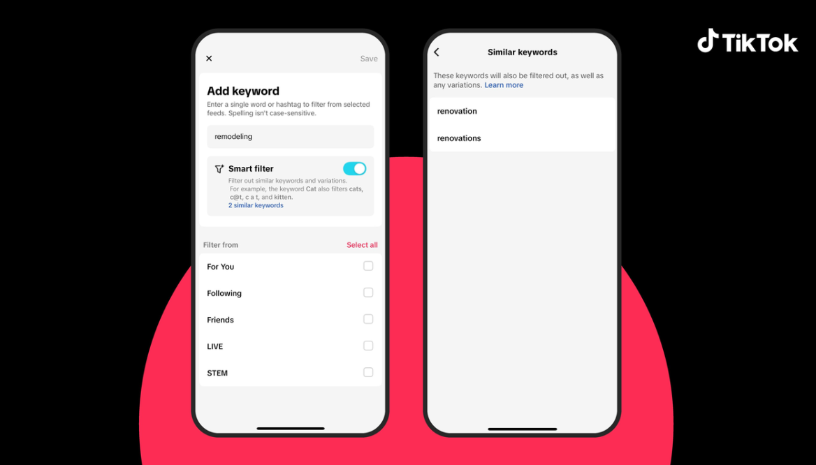 TikTok推出AI智能关键词过滤器，优化推荐页内容推送