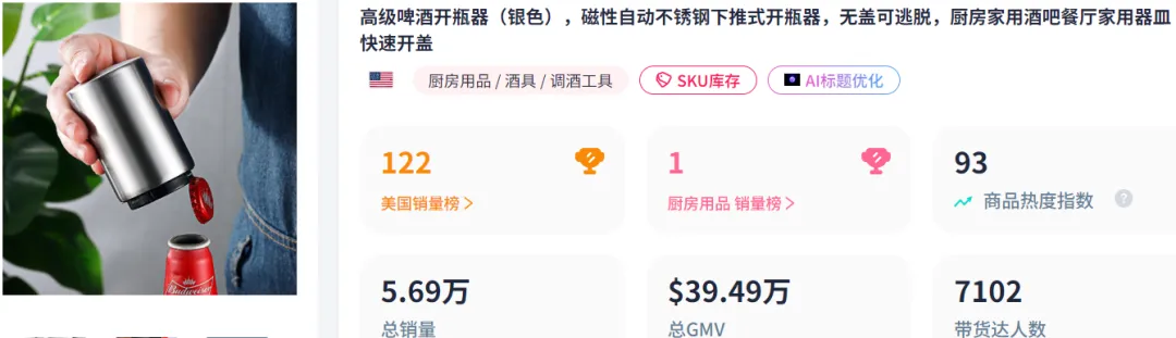 月售20000+,国产开瓶器拿下TikTok榜一