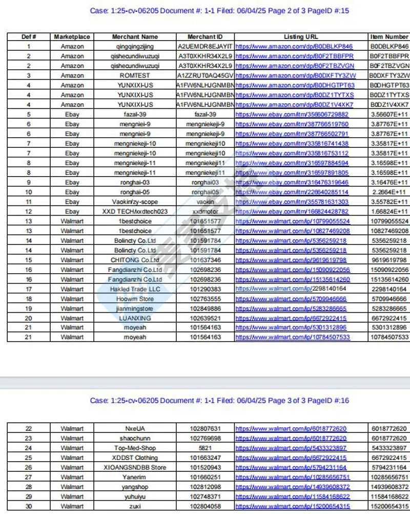 25-cv-06205，CPAP 过滤器图形商标维权，附侵权名单