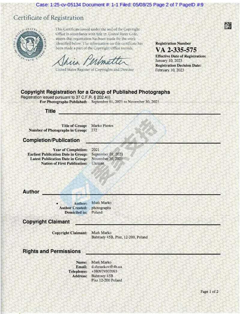 25-cv-05134，蘑菇版权警报！keith律所连发5案，109店涉案