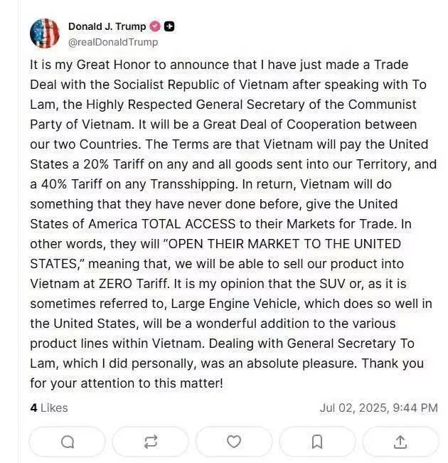 特朗普对越加征20%关税！亚马逊卖家注意，这些动作必须马上做