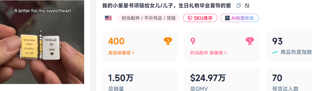 能翻页的“书籍”项链,在TikTok上月销15000+件