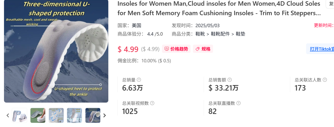 成本不到2元的鞋垫，30天在TikTok卖了156万！