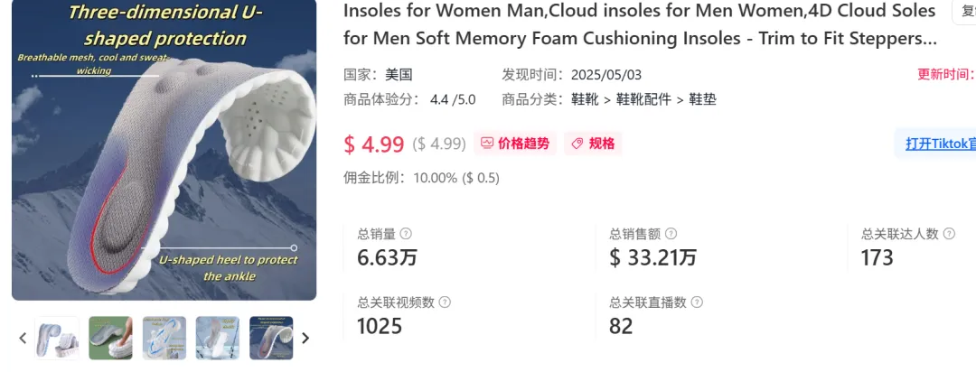 成本不到2元的鞋垫,30天在TikTok卖了156万!